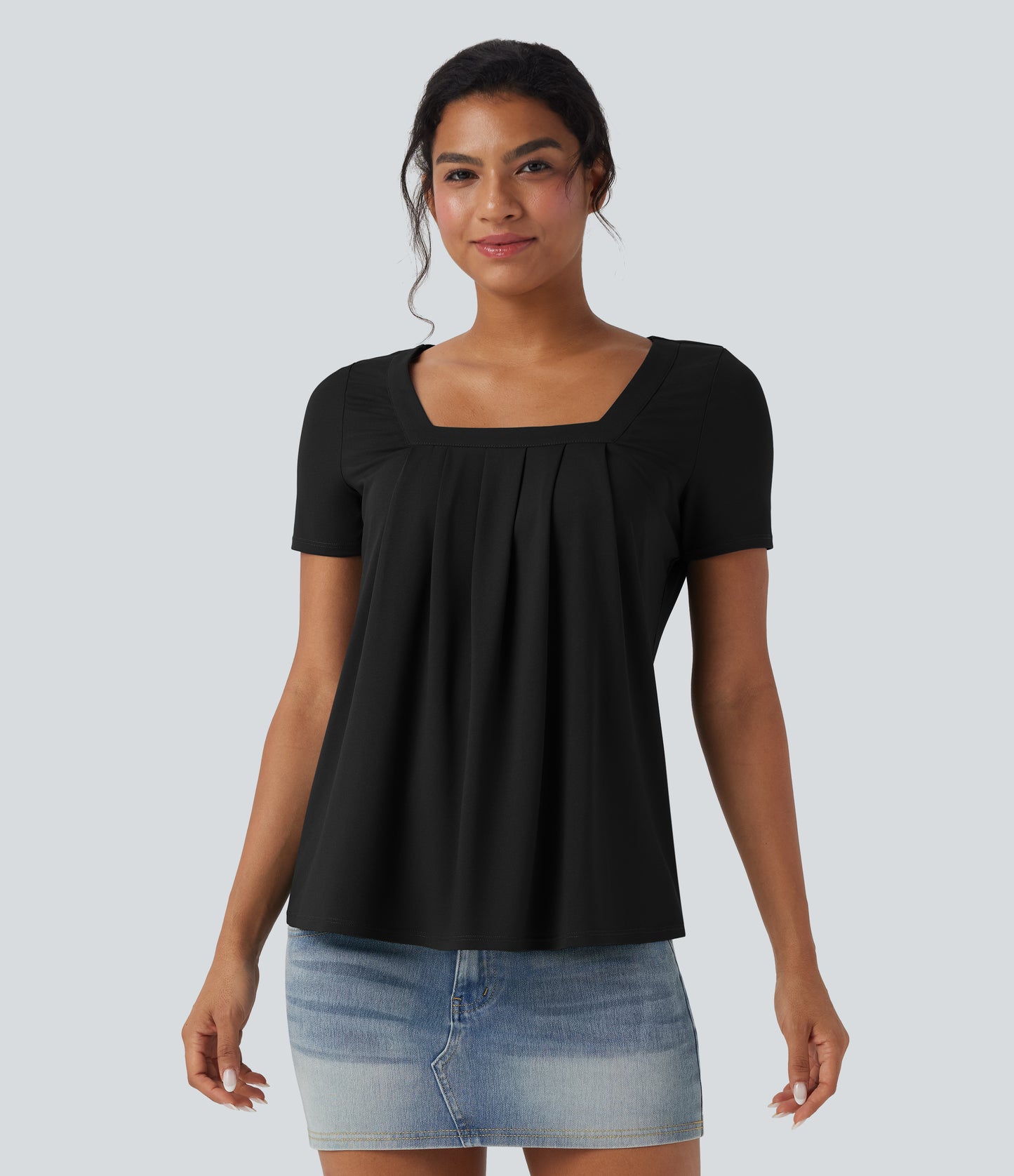 Halara Women's Square Neck Short Sleeve Casual Top - Versatile Everyday Style