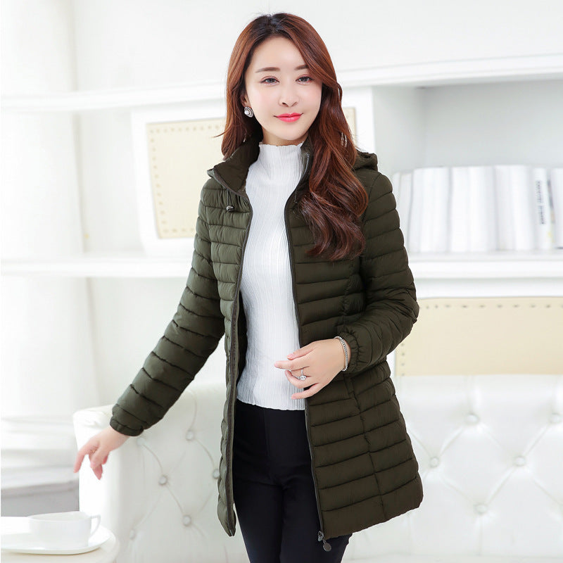 Autumn And Winter Lightweight Cotton Coat Women's Mid-length