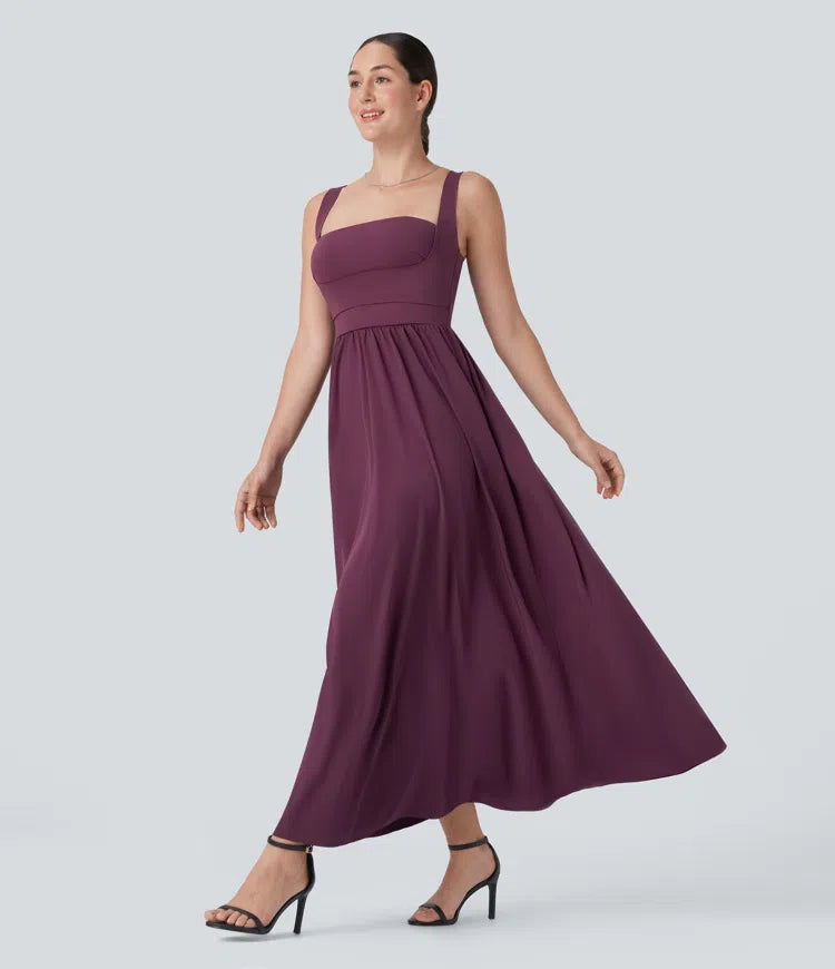 Breezeful Quick-Dry Maxi Dress: Push Up, Backless, Pockets, D-F Cups