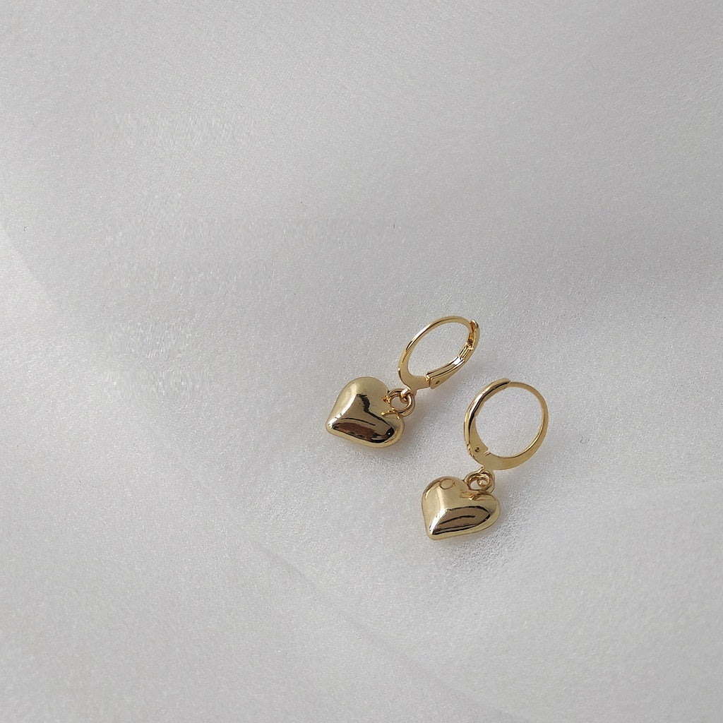 Women's Heart Plated 14K Real Gold Earrings