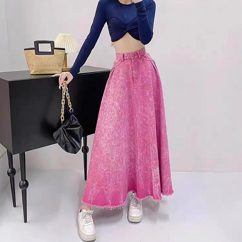 Design Low Waist Slimming A Line Grinding Plate Dress