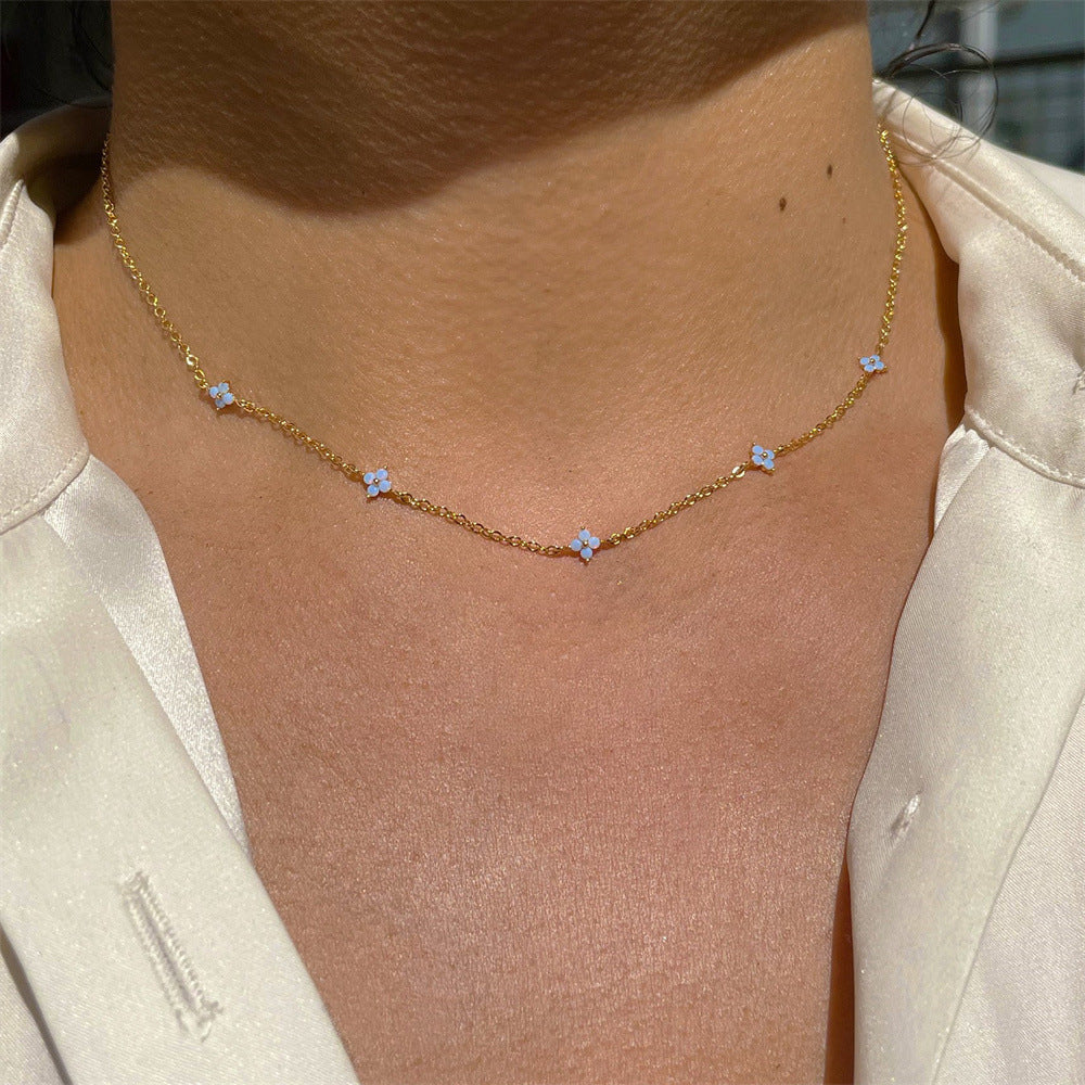 Blue Flower Necklace 04