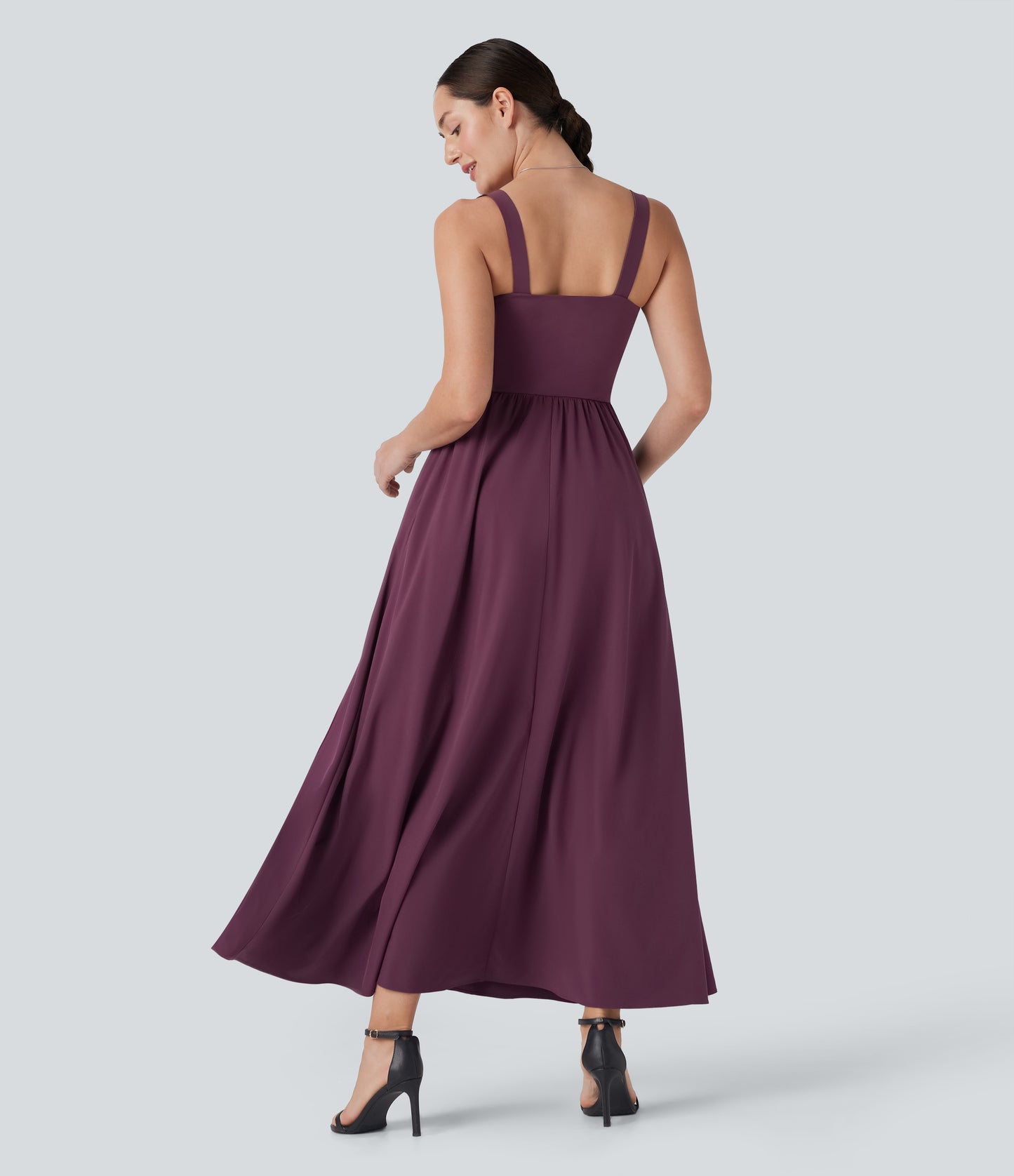 Breezeful Quick-Dry Maxi Dress: Push Up, Backless, Pockets, D-F Cups