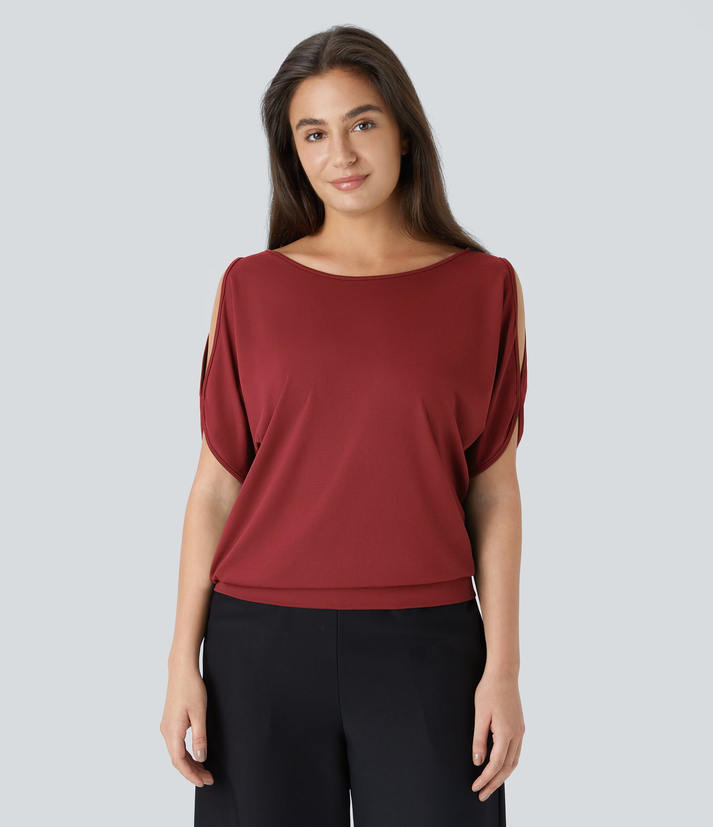Halara Women's Boat Neck Cut Out T-Shirt: Stylish Short Sleeve Casual Top