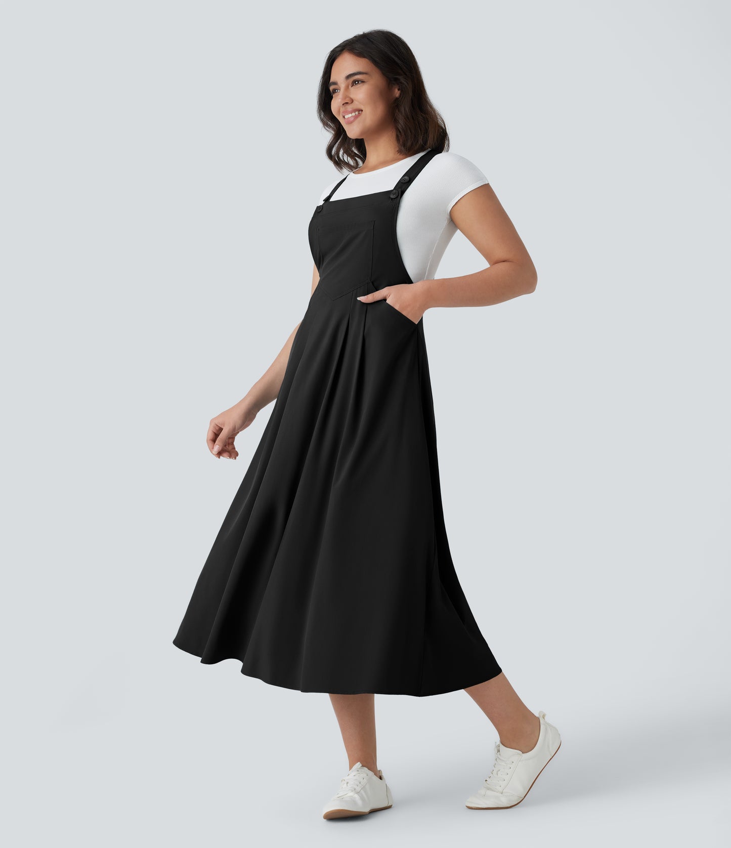 Breezeful™ Flowy Quick-Dry Midi Dress: Adjustable Straps, Multiple Pockets