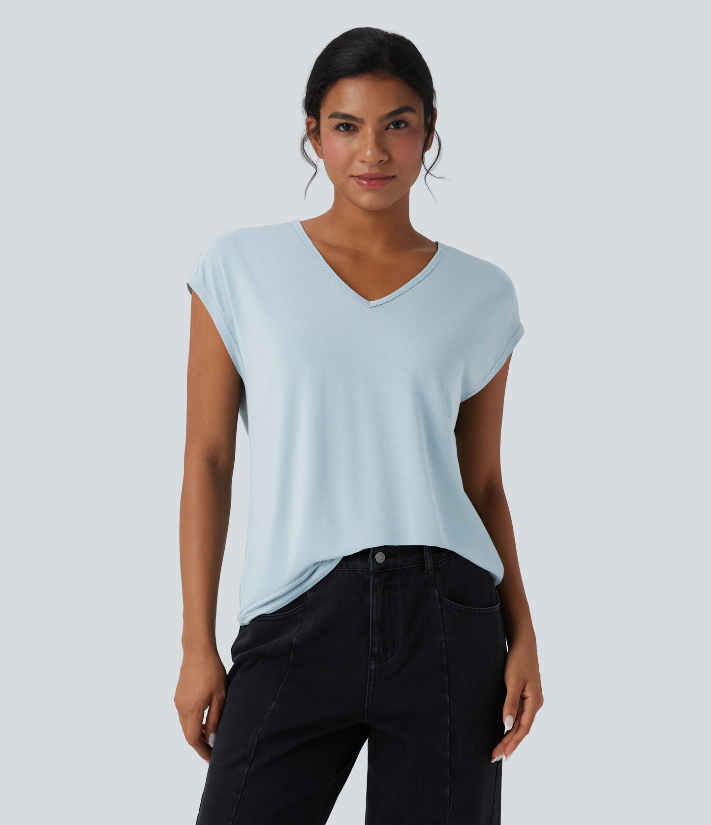 Women's Comfortable V-Neck Short Sleeve Casual T-Shirt for Everyday Wear