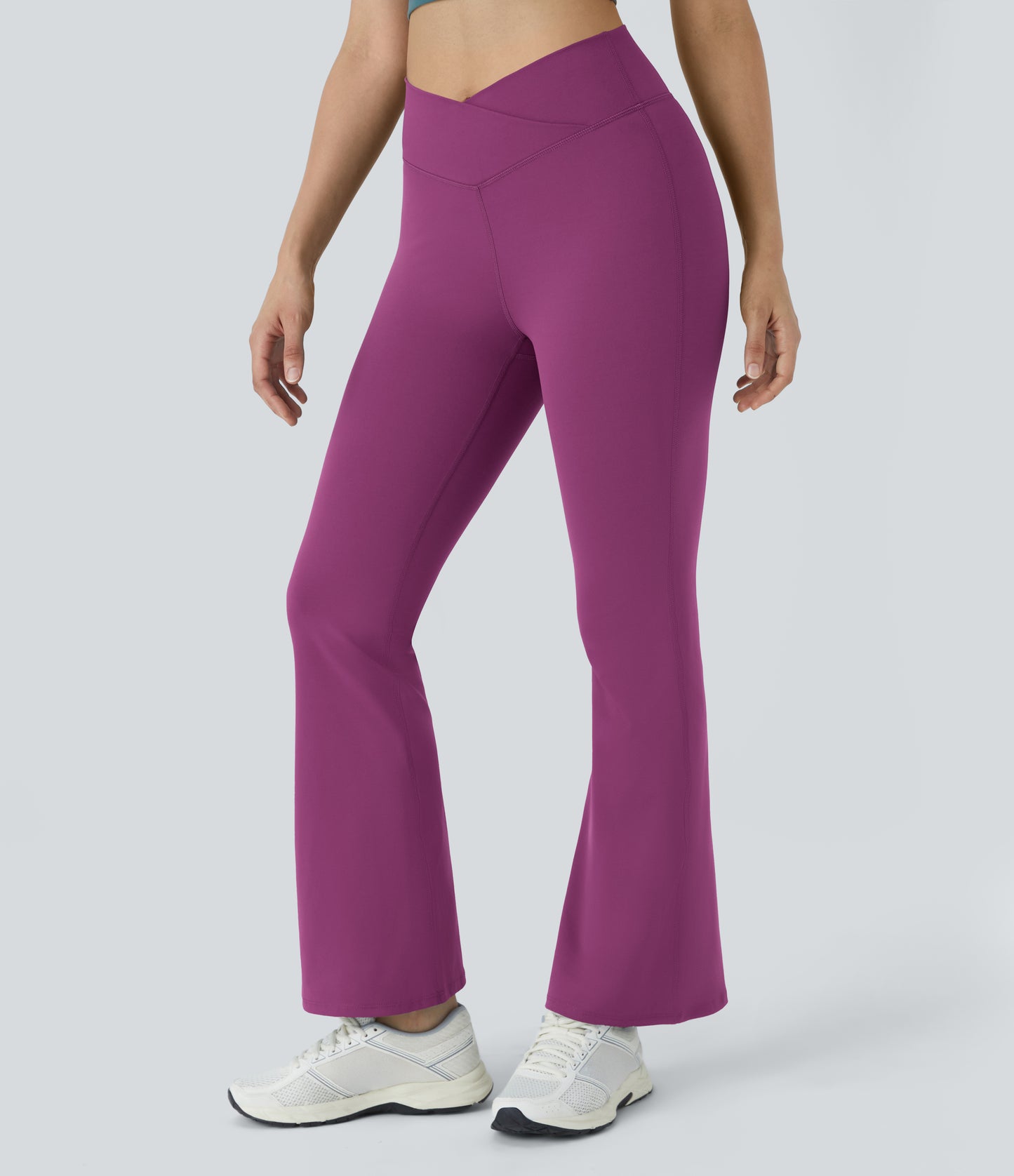 Flattering High-Waisted Crossover Flare Yoga Leggings for Stylish Comfort & Movement