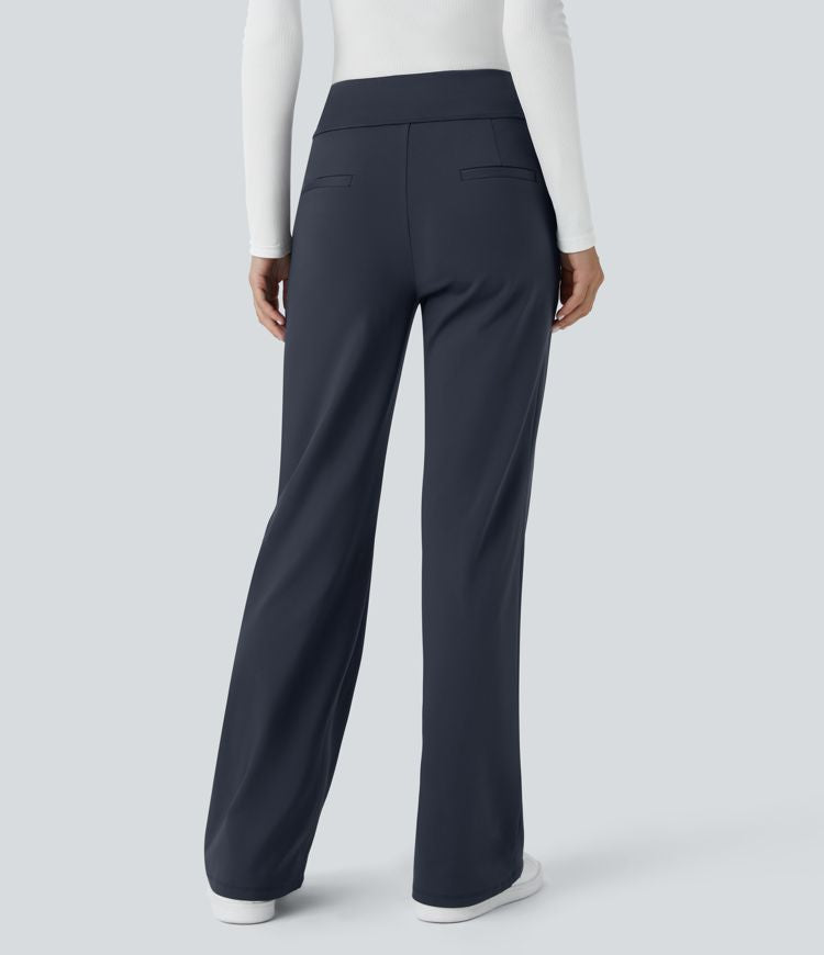 Halara Flex High Waisted Side Zipper Pocket Work Flare Pants