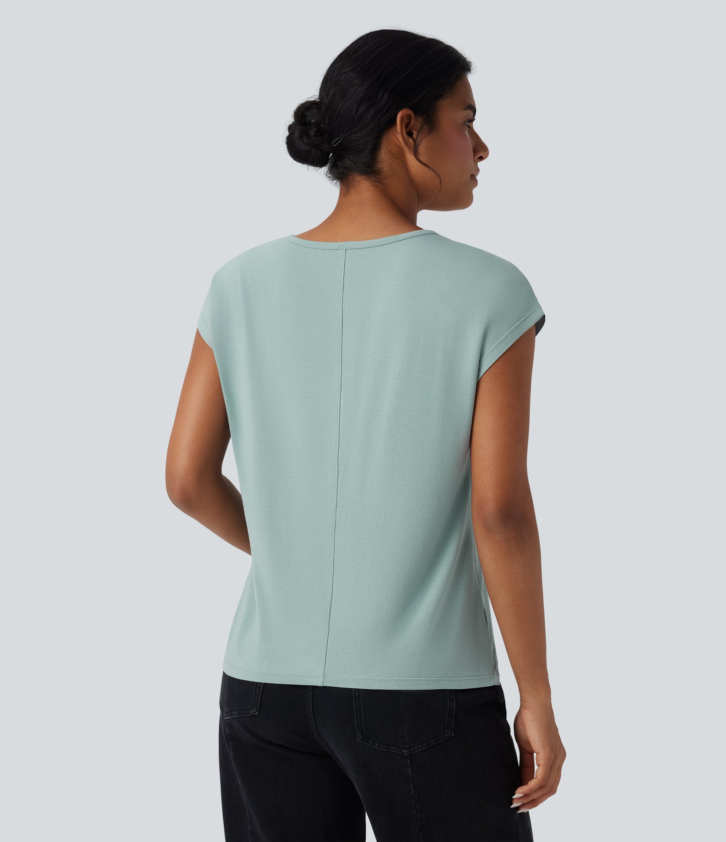Halara Women's V-Neck Short Sleeve Casual T-Shirt - Soft, Breathable Everyday Top