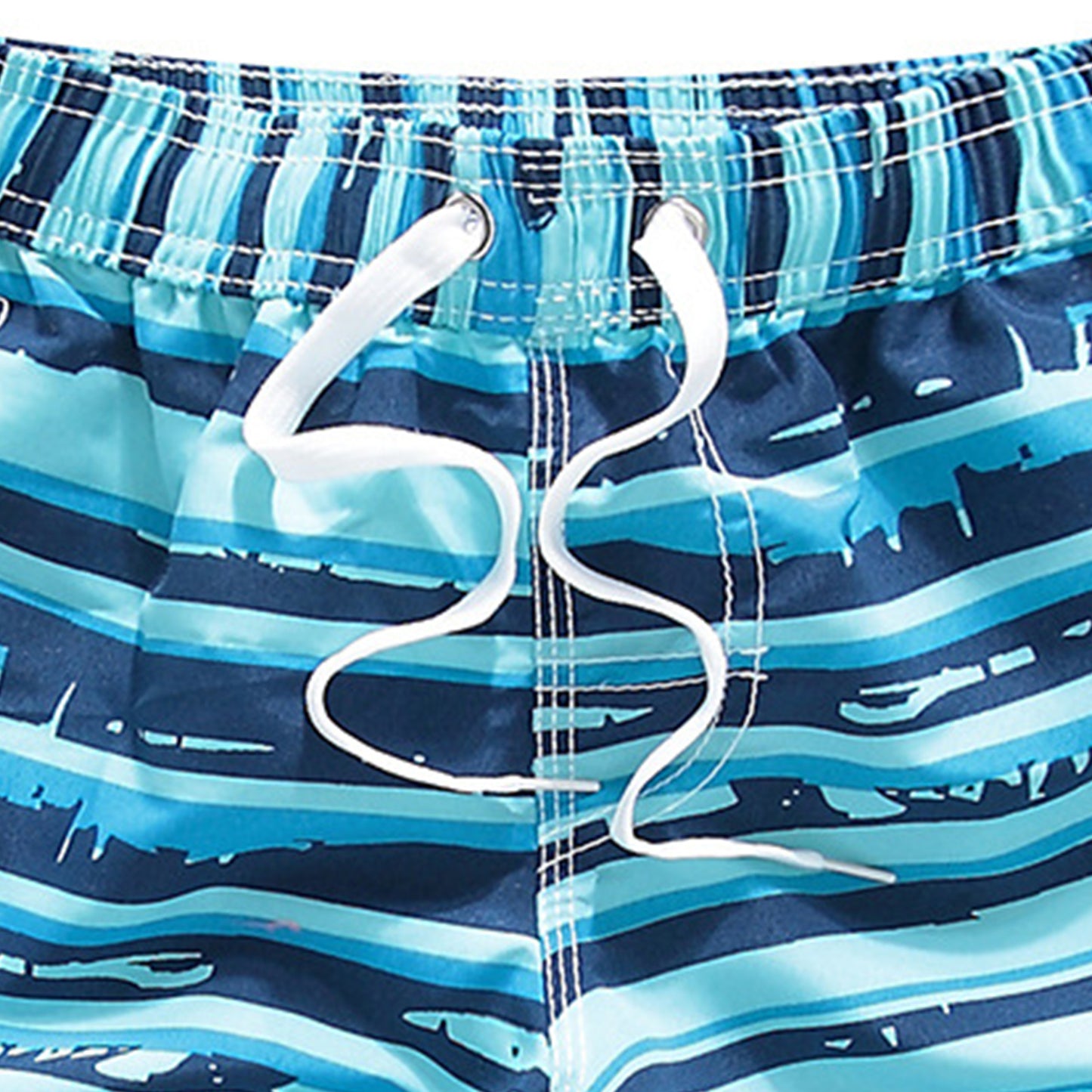 Kids Swim Short Pants Printed with 3 Pocket Drawstring Quick Dry Printed Elastic Beach Swim Shorts Sky Blue 5‑6 Years Old