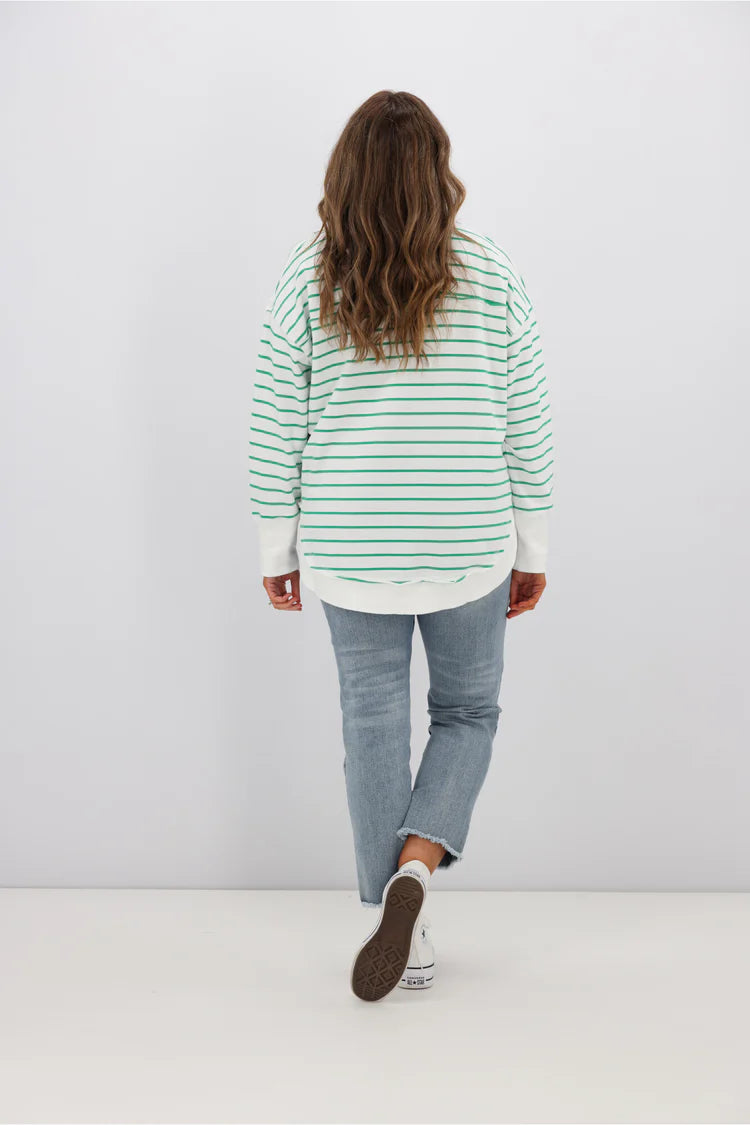 Foxwood Simplified Stripe Crew Green