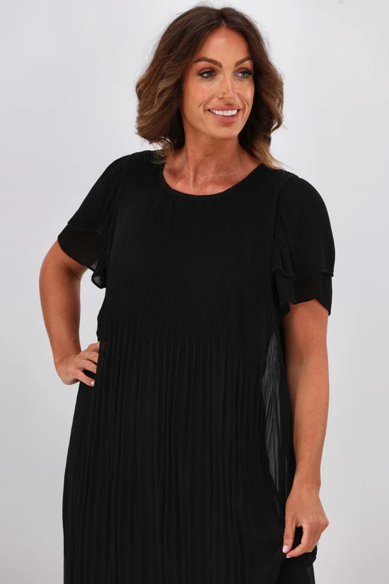 Sunday Boho Amelia Dress Swirl Print Black Beige