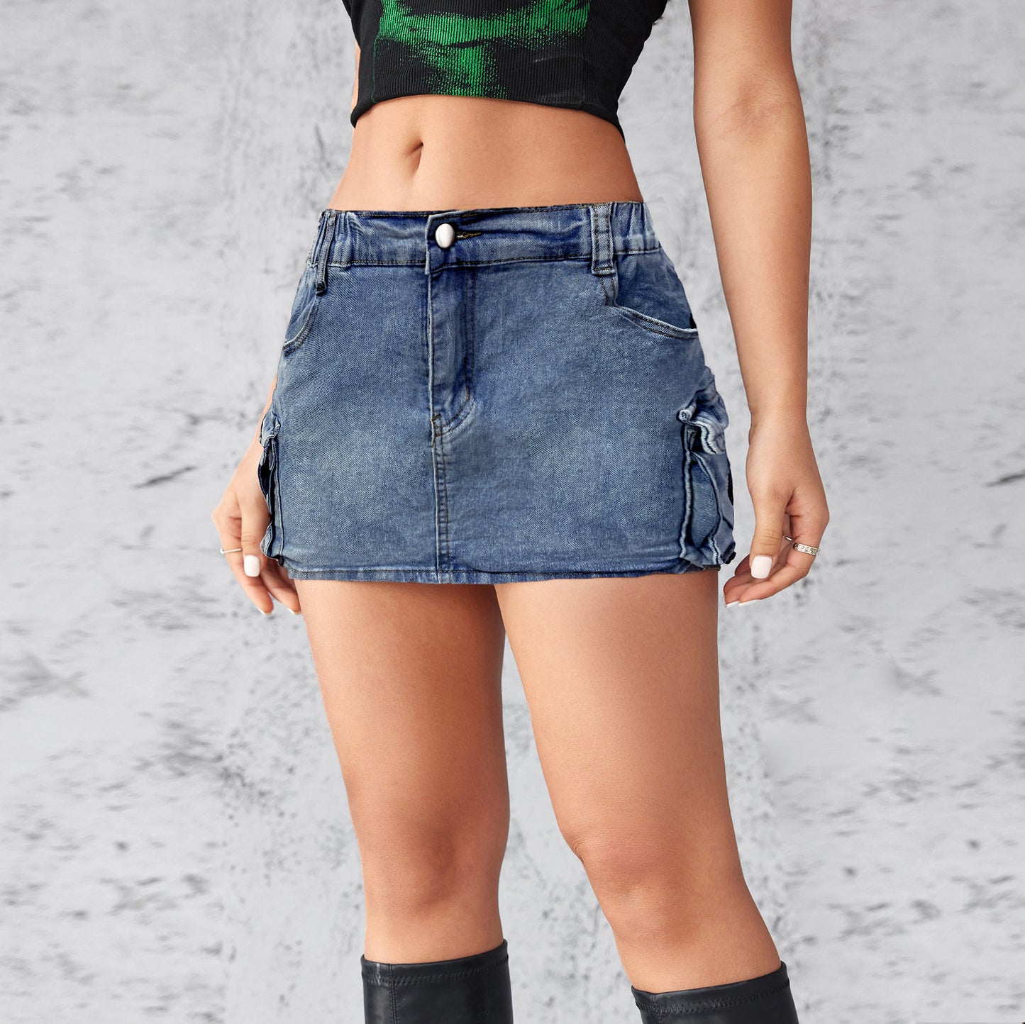 Women's Retro Stretch Slim-fitting Workwear Pocket Skirt