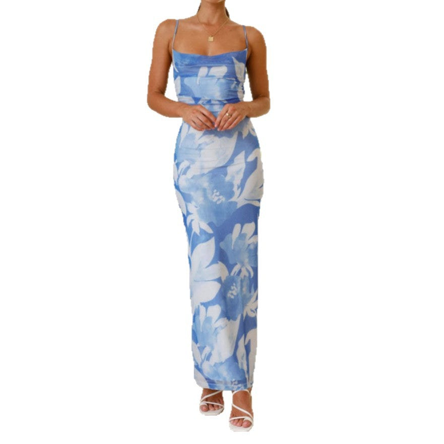 Summer Women's Printed Sleeveless Vest Camisole Sexy Slim Hip Dress