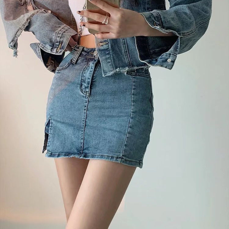 Black Denim Skirt For Women Spring