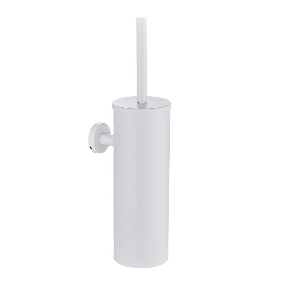 Heavy-duty toilet brush set featuring stainless steel construction and vertical wall mount
