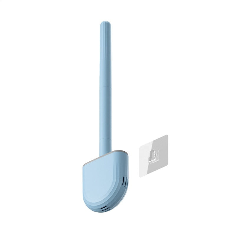 Home bathroom silicone brush showing covered wall storage and flexible cleaning angles