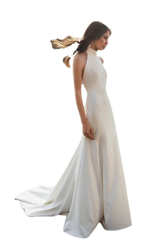 Round Neck Halter Gown Slim Halter Dress