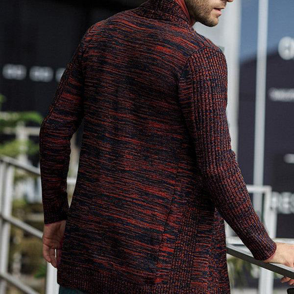 Knit Cardigan Men's Warm Casual Long Jacket