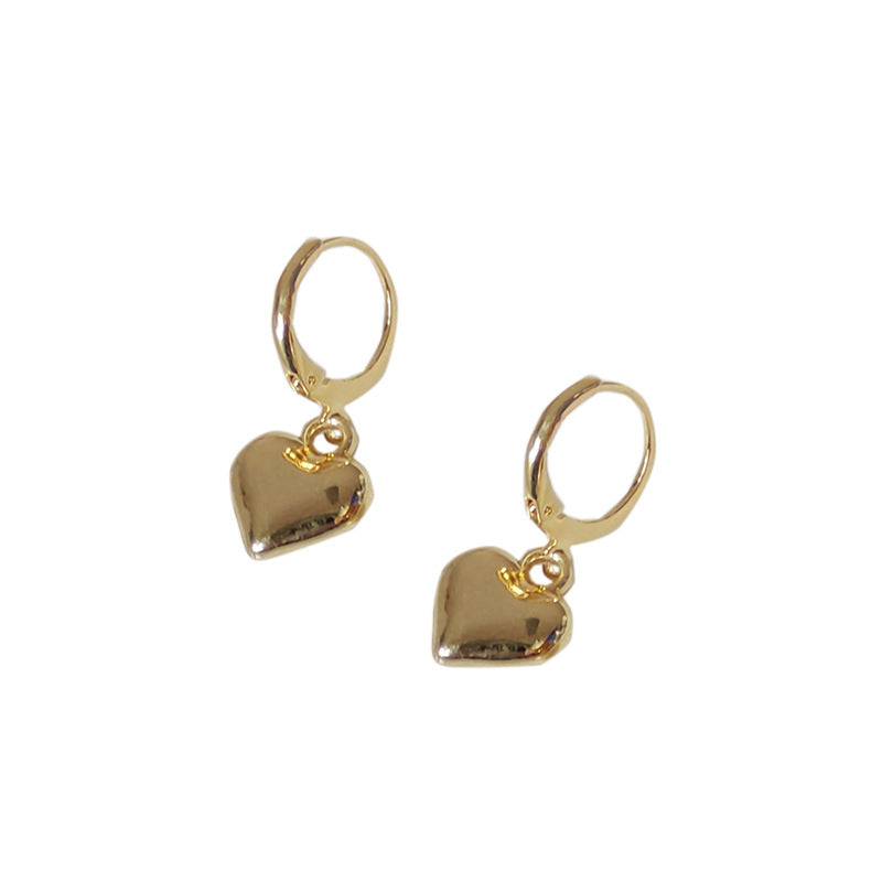 Women's Heart Plated 14K Real Gold Earrings