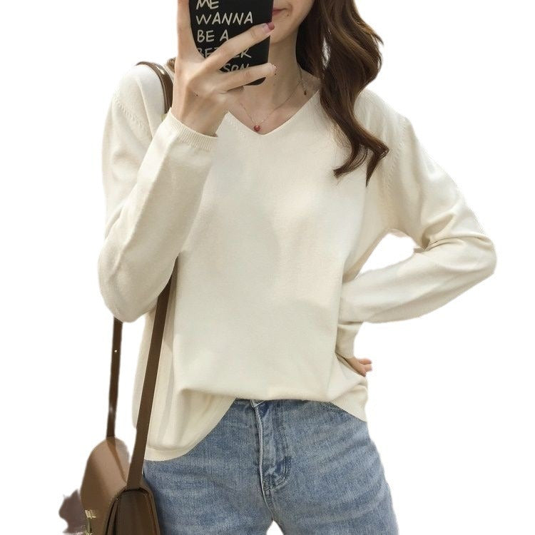 Solid Color Inner Wear Bottoming Shirt Sweater For Women