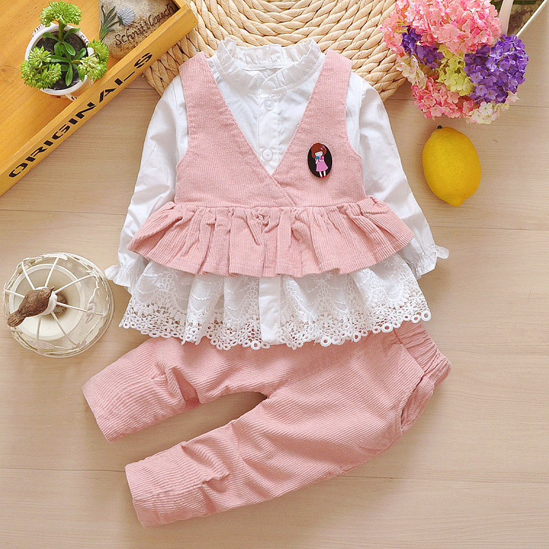 Infant Princess Dress Girls Cotton Three Piece Suit