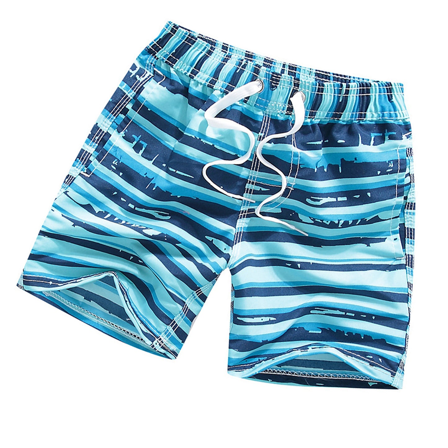 Kids Swim Short Pants Printed with 3 Pocket Drawstring Quick Dry Printed Elastic Beach Swim Shorts Sky Blue 5‑6 Years Old