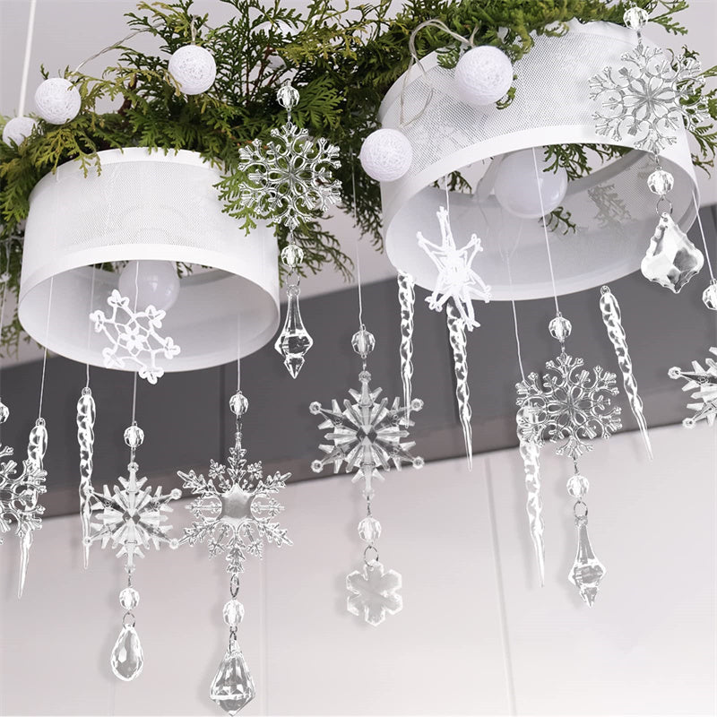 Christmas Tree Hanging Pendants Acrylic Ice Strip Snow 04