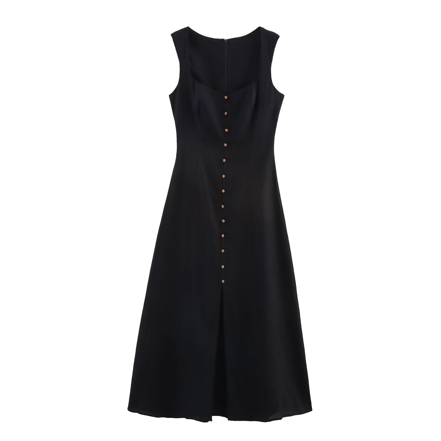 Slim-fit Slimming Linen Midi Skirt Dress