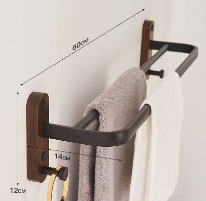 Minimalist solid wood bathroom shelf unit showcasing clean lines and towel storage with damage-free wall mounting