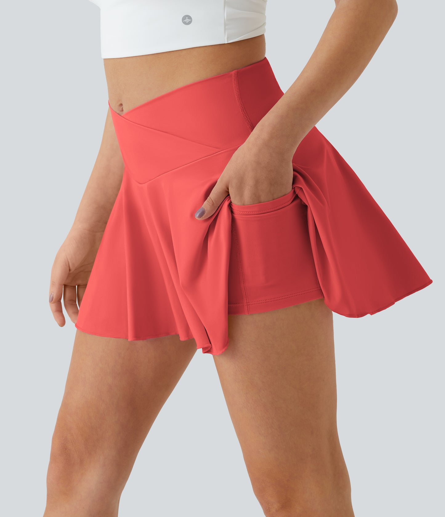 Softlyzero™ Airy Comfy High-Waisted Crossover Tennis Skirt with Pockets UPF50+