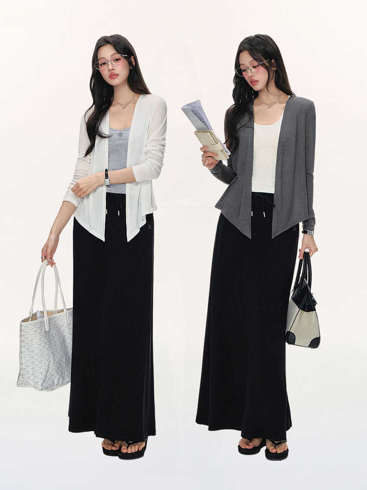 A- Line Long Umbrella Skirt Women's Drawstring Leisure Skirt