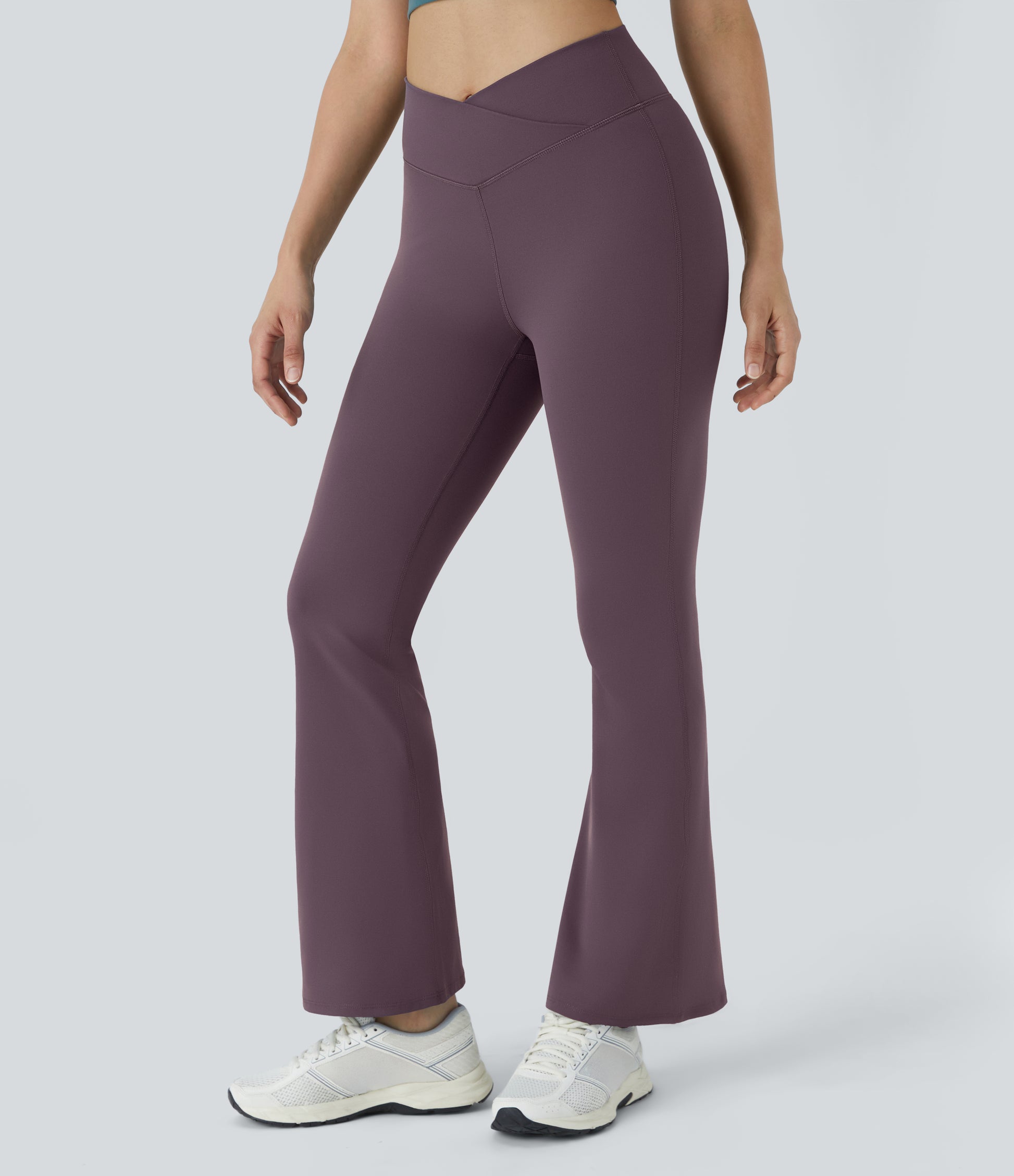 Flattering High-Waisted Crossover Flare Yoga Leggings for Stylish Comfort & Movement