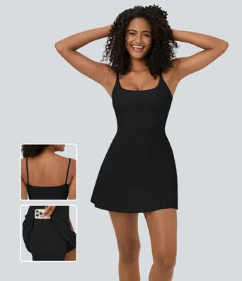 Spaghetti Strap Square Neck Backless Corset Split Bodycon Midi Casual Dress