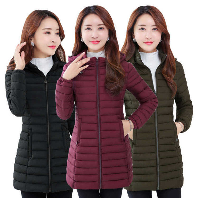 Autumn And Winter Lightweight Cotton Coat Women's Mid-length