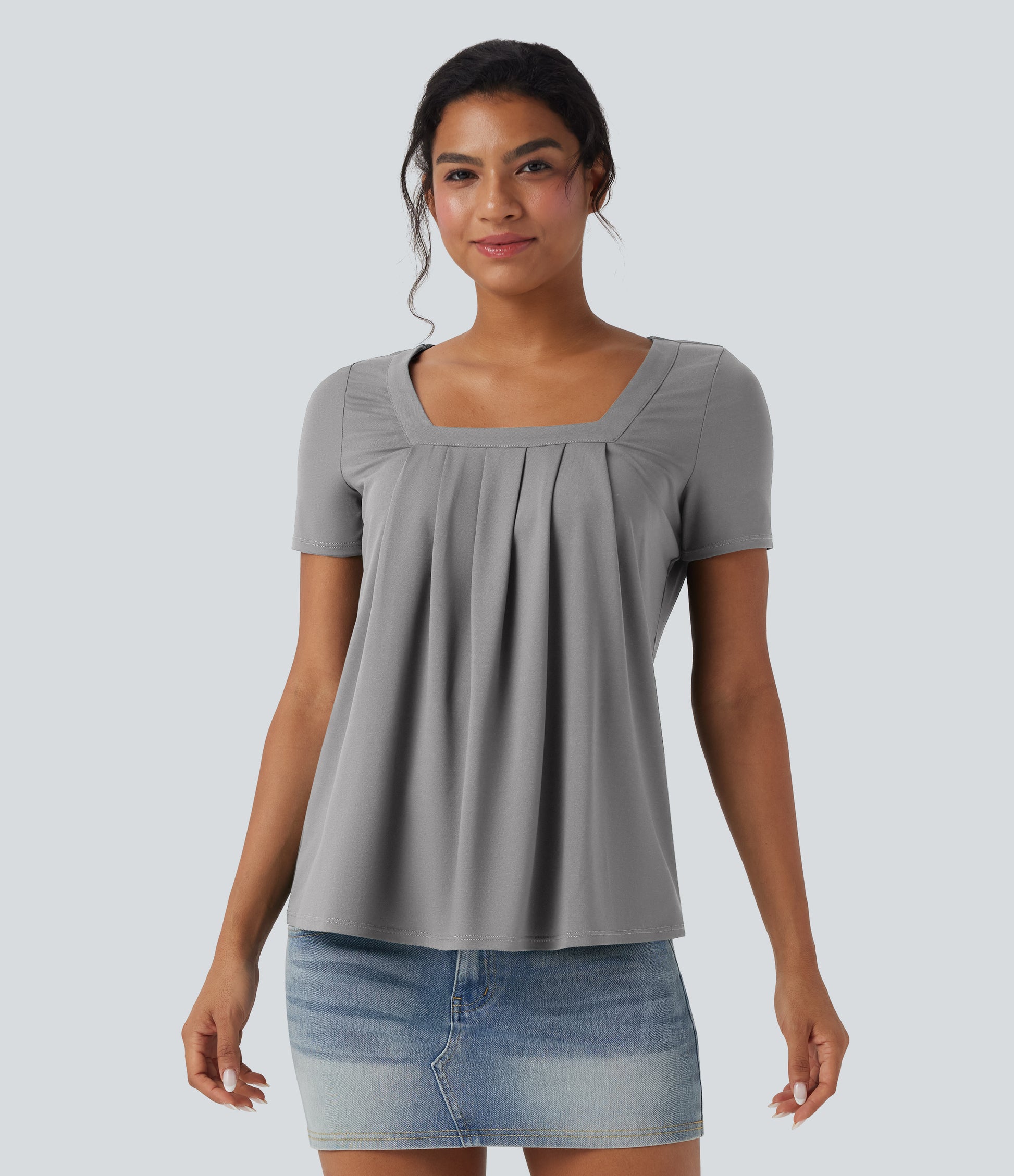 Halara Women's Square Neck Short Sleeve Casual Top - Versatile Everyday Style