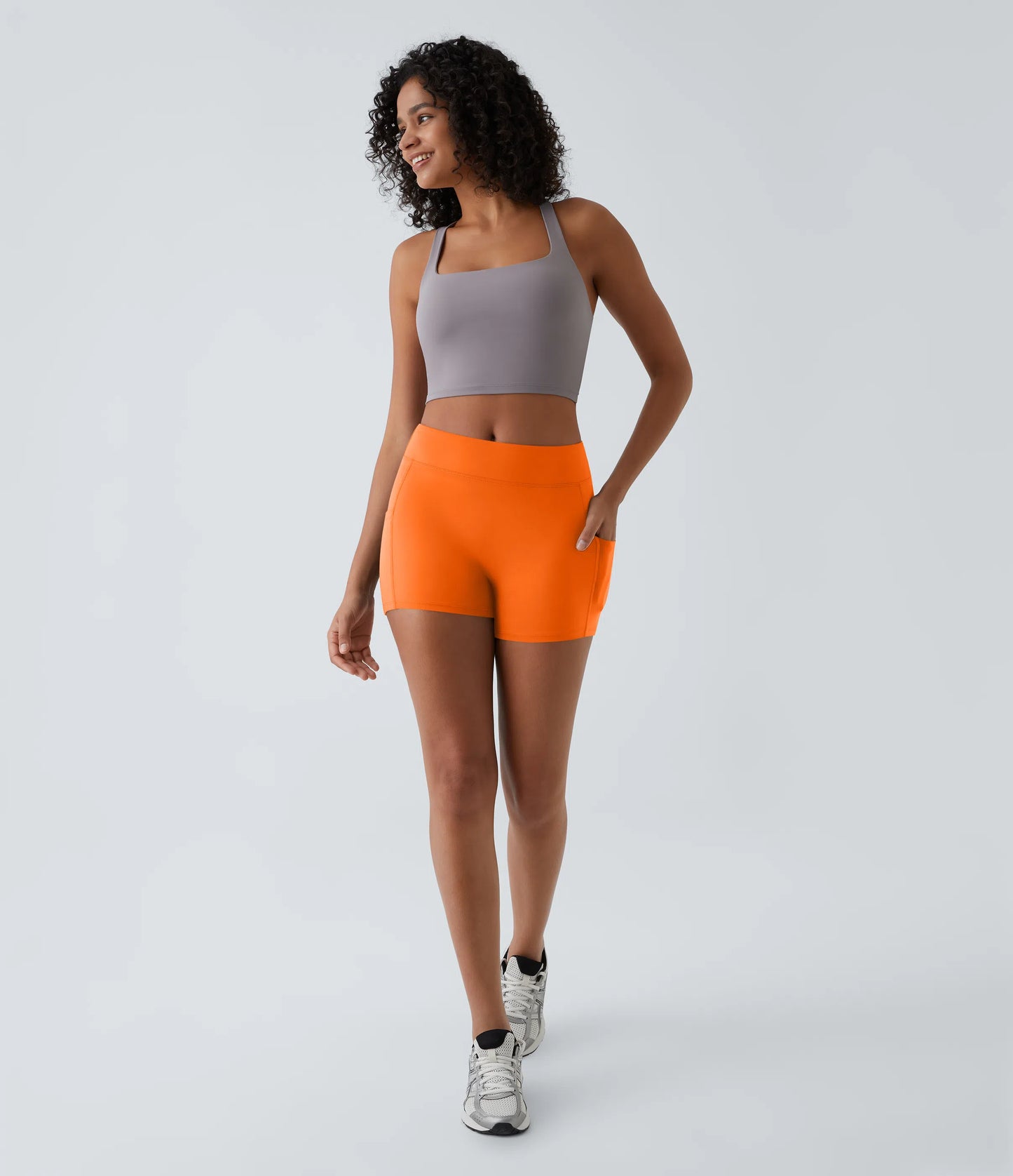 Softlyzero Airy High Waisted Side Pocket Plain Cool Touch Yoga Shorts 3.5"-UPF50+