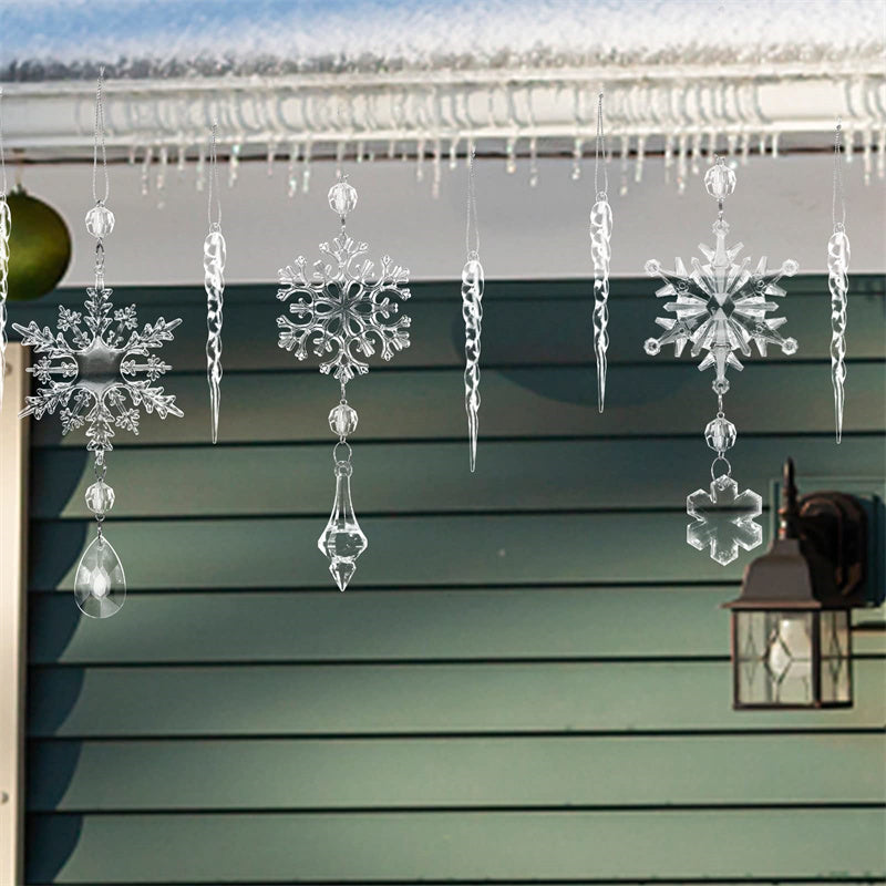 Christmas Tree Hanging Pendants Acrylic Ice Strip Snow 09