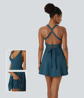 Spaghetti Strap Square Neck Backless Corset Split Bodycon Midi Casual Dress