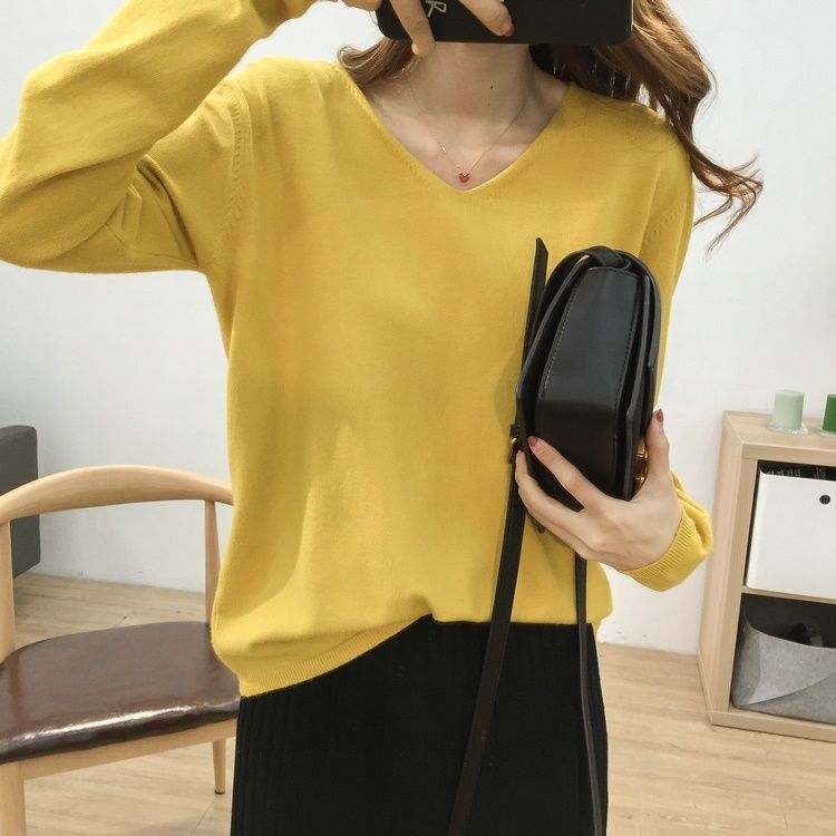 Solid Color Inner Wear Bottoming Shirt Sweater For Women