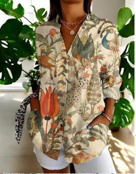 New Women's Long Sleeved Shirt For Summer Fashion, 3D Printed Shirt With Floral Pattern