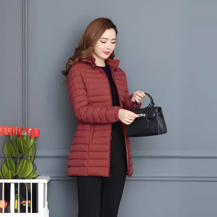 Autumn And Winter Lightweight Cotton Coat Women's Mid-length