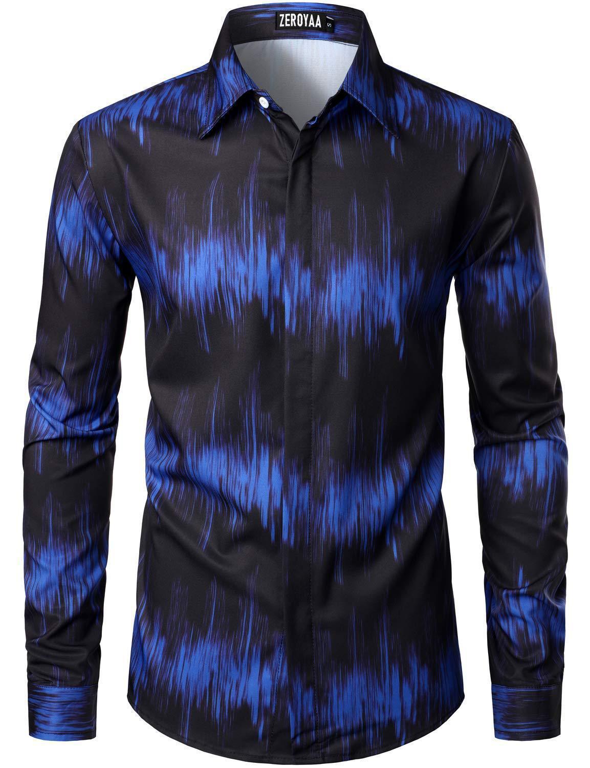 Fashion 3D Rose Printing Men's Long Shirt