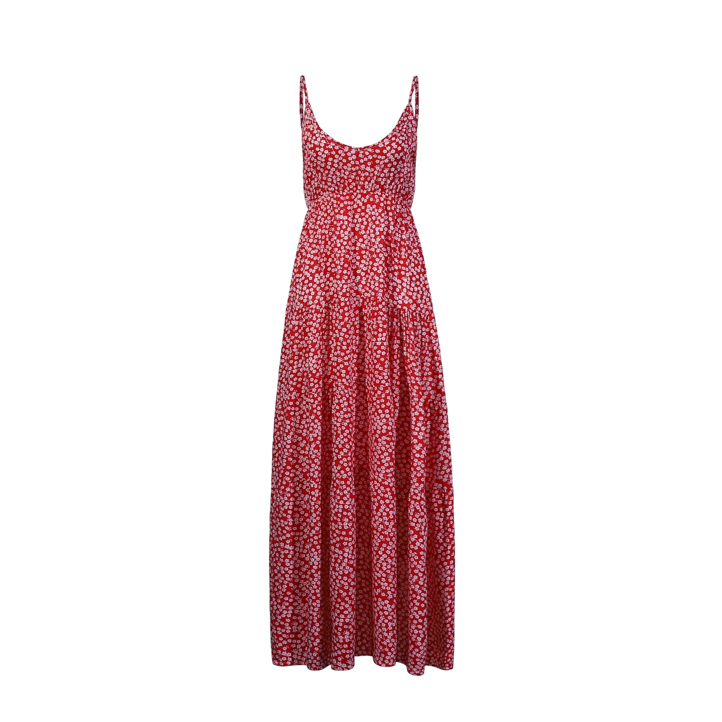 V-neck Dress Maxi Dress With Small Floral Strap