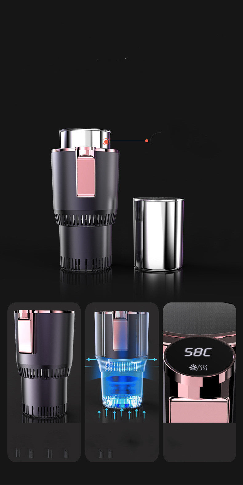 Intelligent Car Cup Warmer Cooler 2 in 1 with Smart Digital Display 06