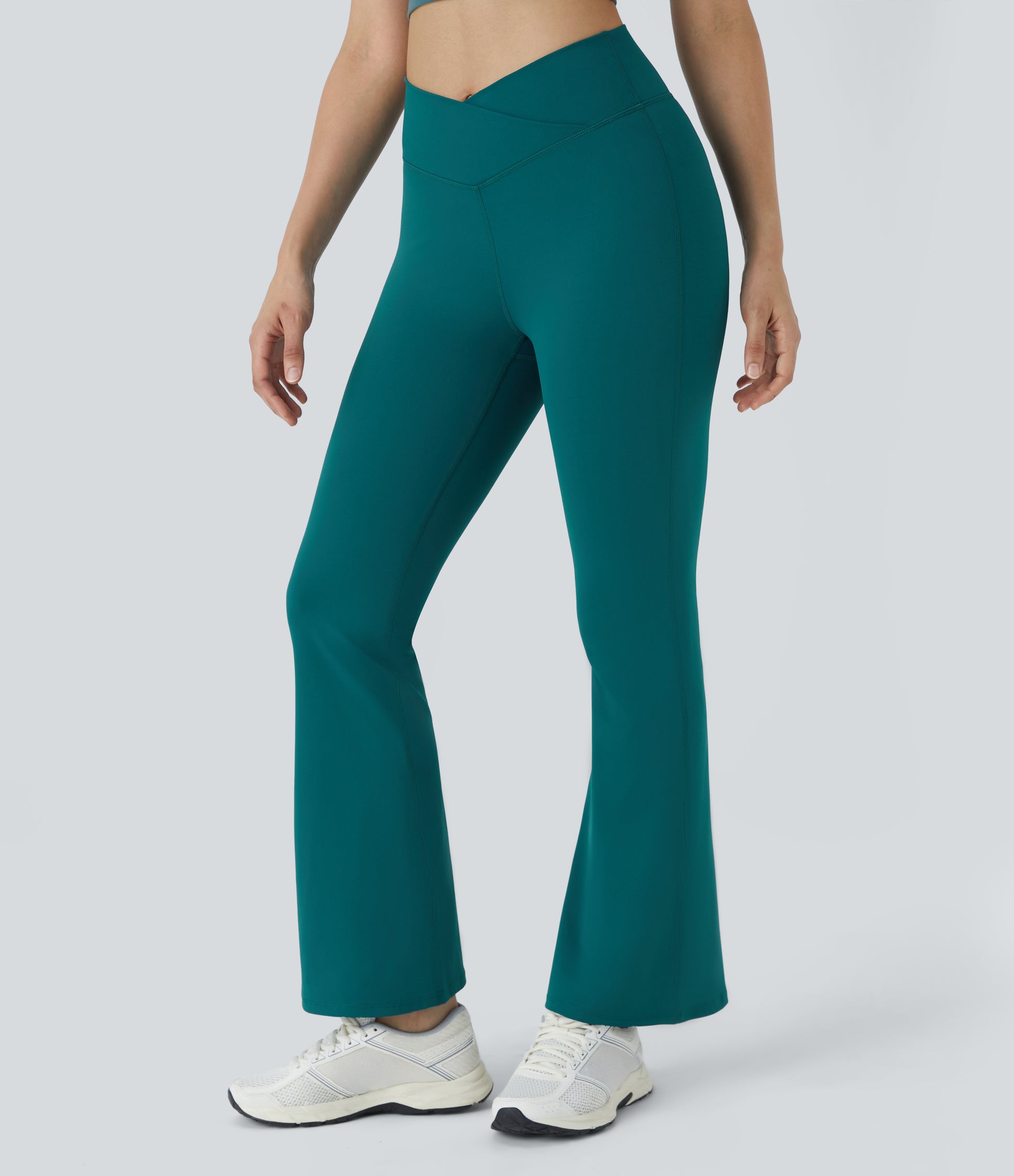Flattering High-Waisted Crossover Flare Yoga Leggings for Stylish Comfort & Movement