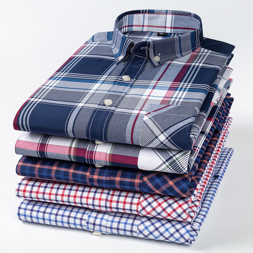 Casual Cotton Carbon Plaid Slim Fit Shirt