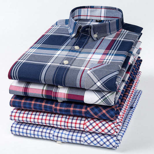 Casual Cotton Carbon Plaid Slim Fit Shirt