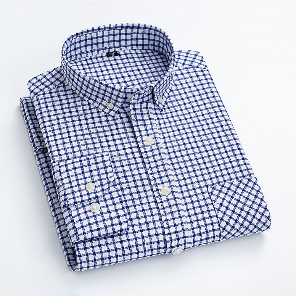 Casual Cotton Carbon Plaid Slim Fit Shirt