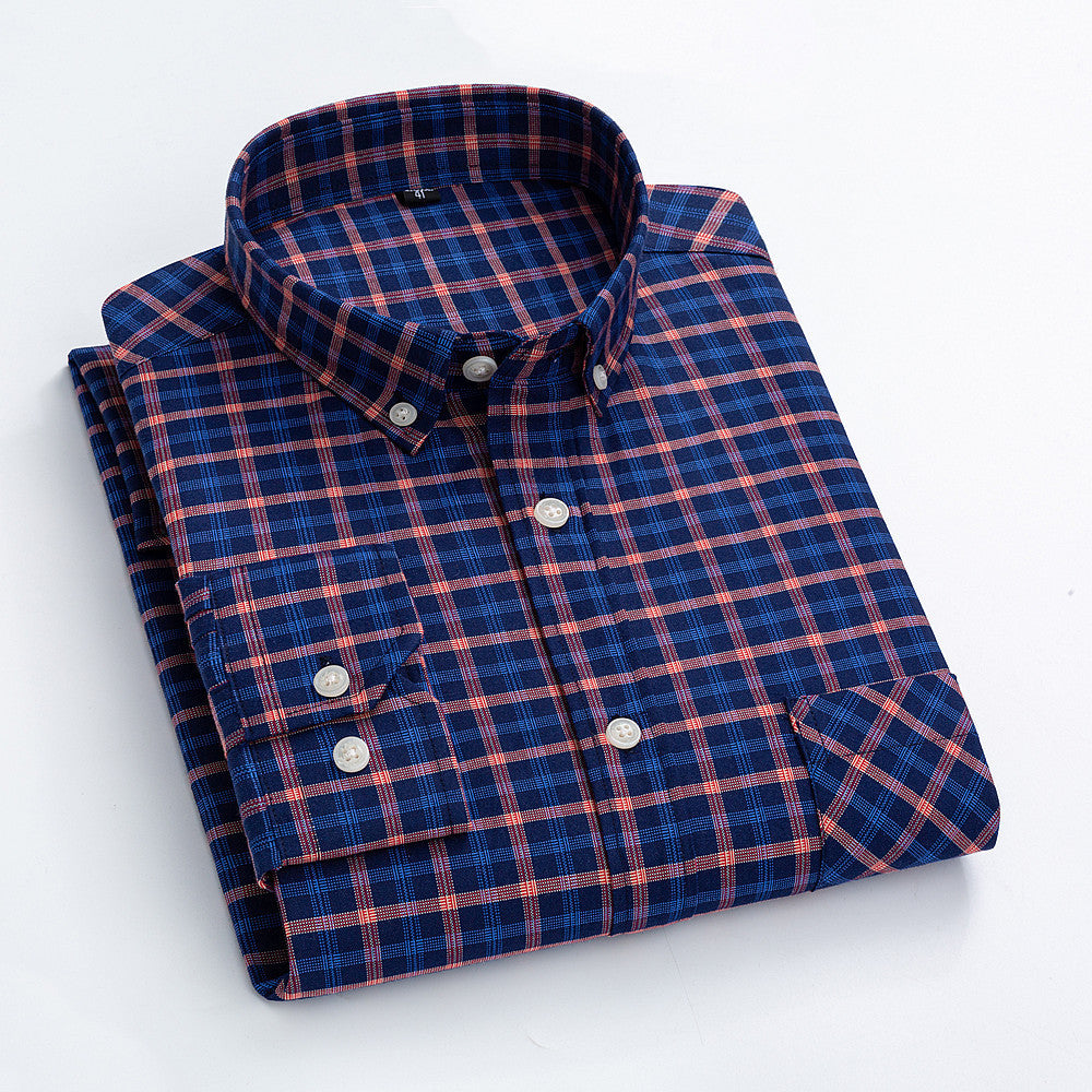 Casual Cotton Carbon Plaid Slim Fit Shirt